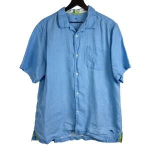 Tommy Bahama Mens 100% Linen Button Up Shirt Hawaiian - L